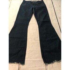 Rich & Skinny Women's Jeans Dark Blue Flare Raw Hem Stretch Size 28 X 31